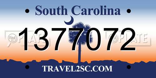 1377072 South Carolina License Plate