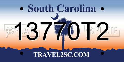 13770T2 South Carolina License Plate