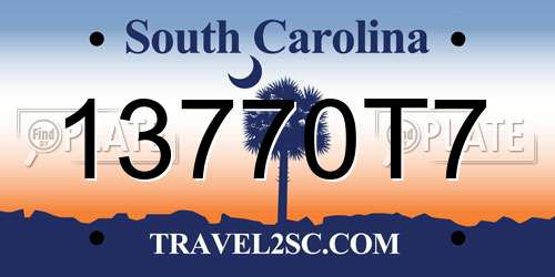 13770T7 South Carolina License Plate
