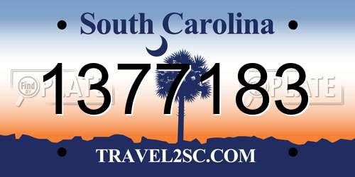 1377183 South Carolina License Plate