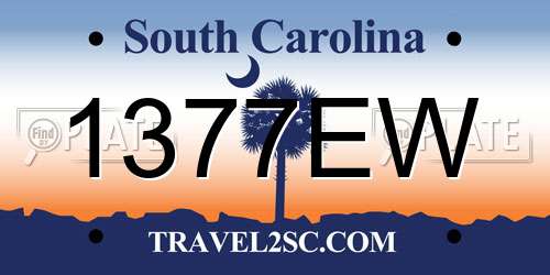 1377EW South Carolina License Plate