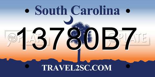 13780B7 South Carolina License Plate