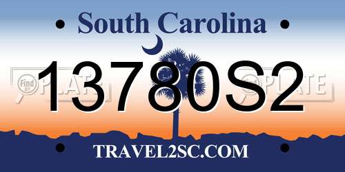 13780S2 South Carolina License Plate