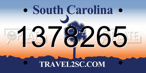 1378265 South Carolina License Plate