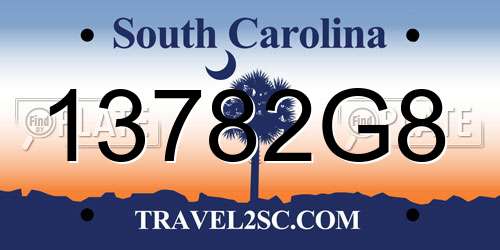 13782G8 South Carolina License Plate