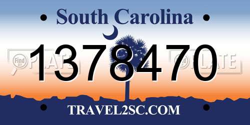 1378470 South Carolina License Plate