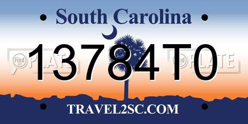 13784T0 South Carolina License Plate