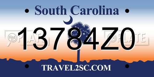 13784Z0 South Carolina License Plate