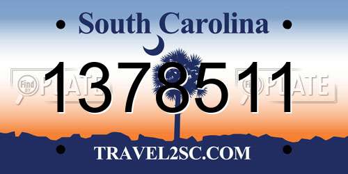 1378511 South Carolina License Plate