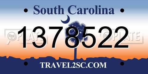 1378522 South Carolina License Plate