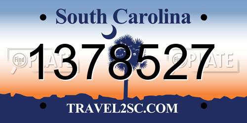 1378527 South Carolina License Plate