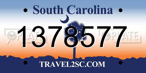 1378577 South Carolina License Plate