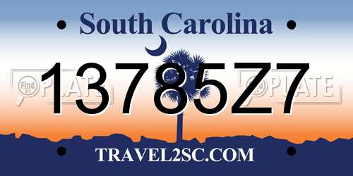 13785Z7 South Carolina License Plate