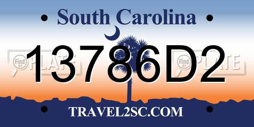 13786D2 South Carolina License Plate