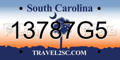 13787G5 South Carolina License Plate