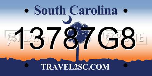 13787G8 South Carolina License Plate