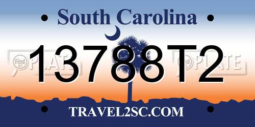 13788T2 South Carolina License Plate