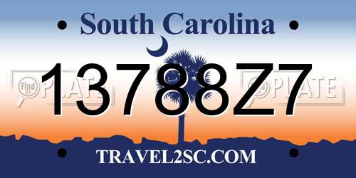 13788Z7 South Carolina License Plate
