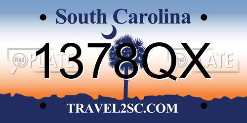 1378QX South Carolina License Plate