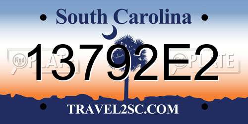13792E2 South Carolina License Plate