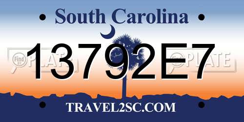 13792E7 South Carolina License Plate