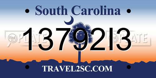 13792I3 South Carolina License Plate