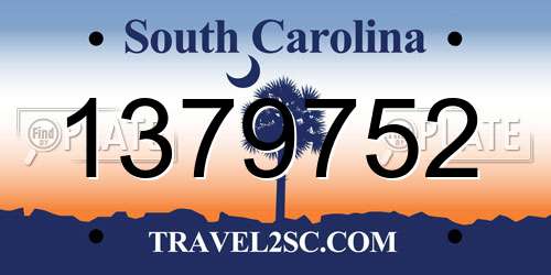 1379752 South Carolina License Plate