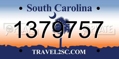 1379757 South Carolina License Plate