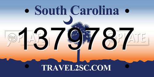 1379787 South Carolina License Plate