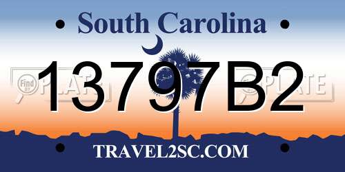 13797B2 South Carolina License Plate