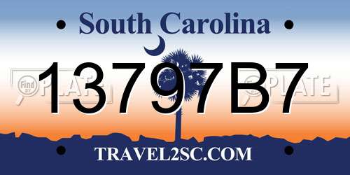13797B7 South Carolina License Plate