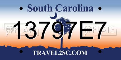 13797E7 South Carolina License Plate