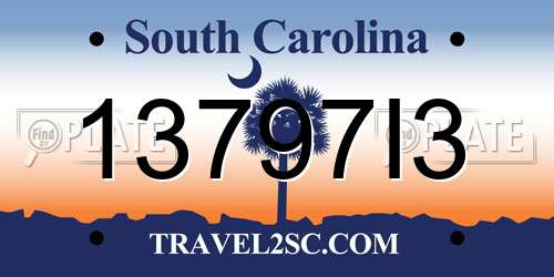 13797I3 South Carolina License Plate