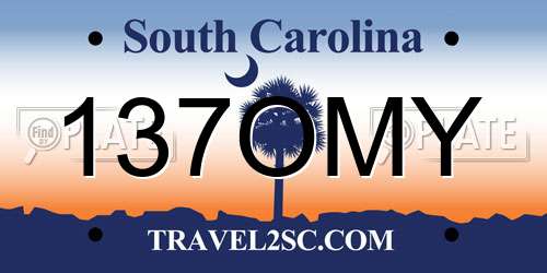 137OMY South Carolina License Plate