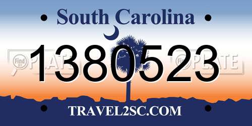 1380523 South Carolina License Plate