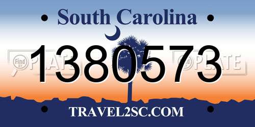 1380573 South Carolina License Plate