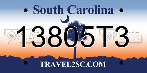 13805T3 South Carolina License Plate