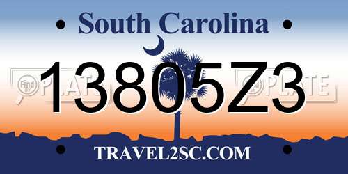 13805Z3 South Carolina License Plate