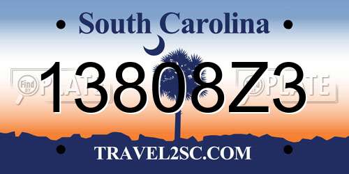 13808Z3 South Carolina License Plate