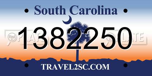 1382250 South Carolina License Plate