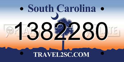 1382280 South Carolina License Plate