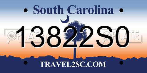 13822S0 South Carolina License Plate