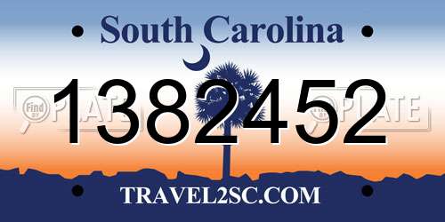 1382452 South Carolina License Plate
