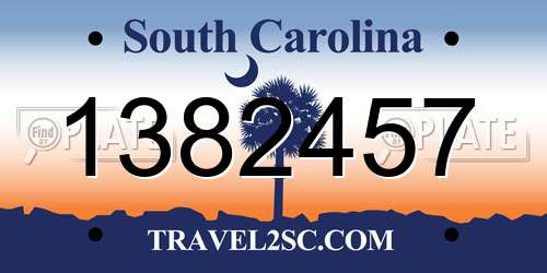 1382457 South Carolina License Plate