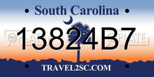 13824B7 South Carolina License Plate
