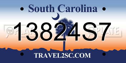 13824S7 South Carolina License Plate