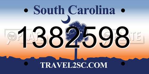 1382598 South Carolina License Plate