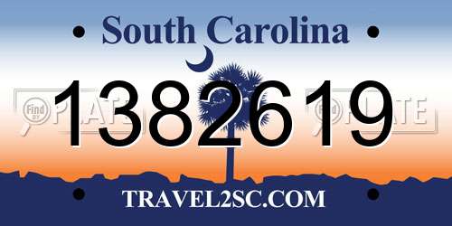1382619 South Carolina License Plate