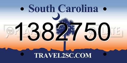 1382750 South Carolina License Plate