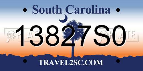 13827S0 South Carolina License Plate
